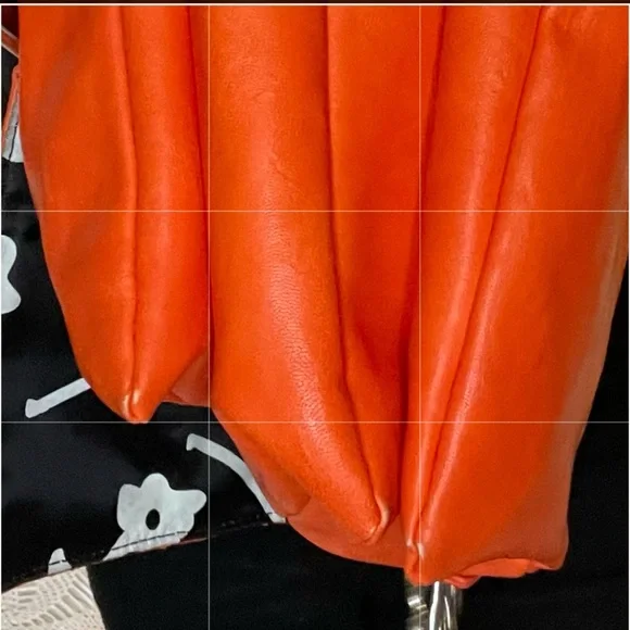 Jenna Kador Oversized Tote Bag Purse Orange Silver Chain cross body & Buckle - Picture 14 of 14